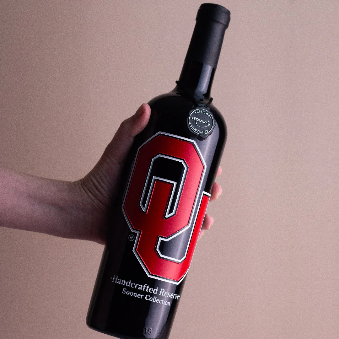 University of Oklahoma Logo Etched Wine - Image 2