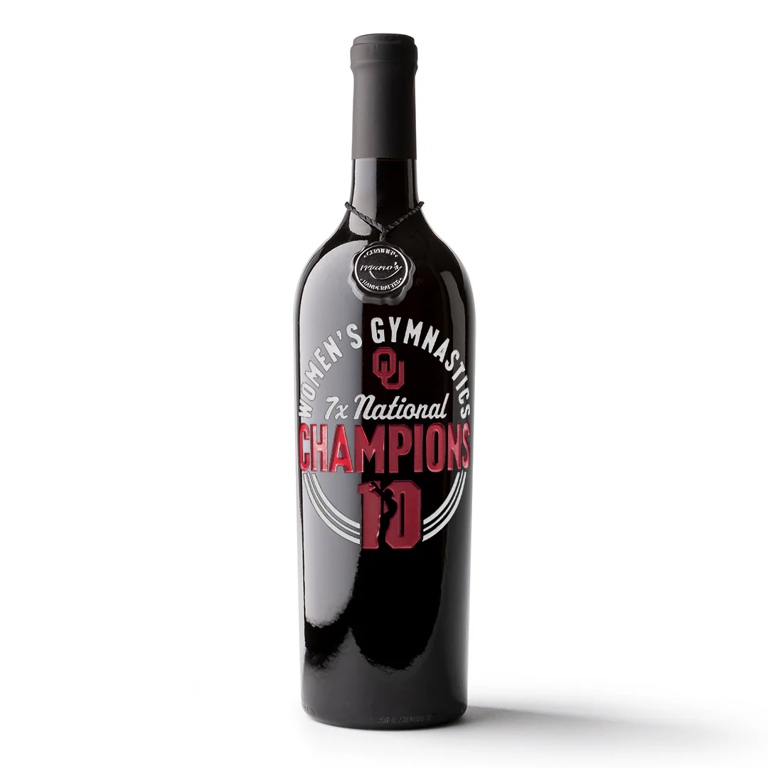 University of Oklahoma Women's Gymnastics 7x Champions Etched Wine