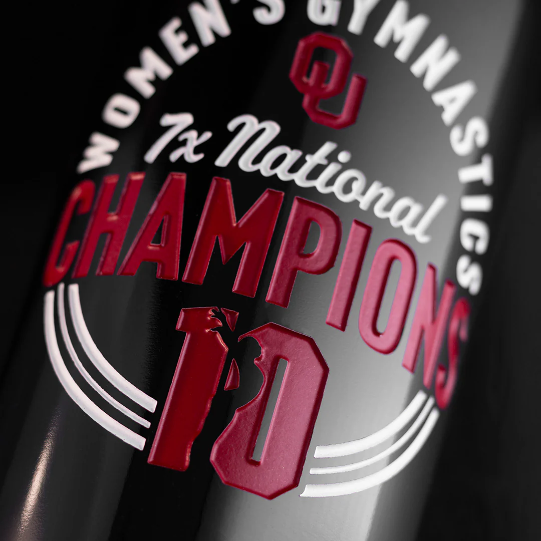 University of Oklahoma Women's Gymnastics 7x Champions Etched Wine - Image 2