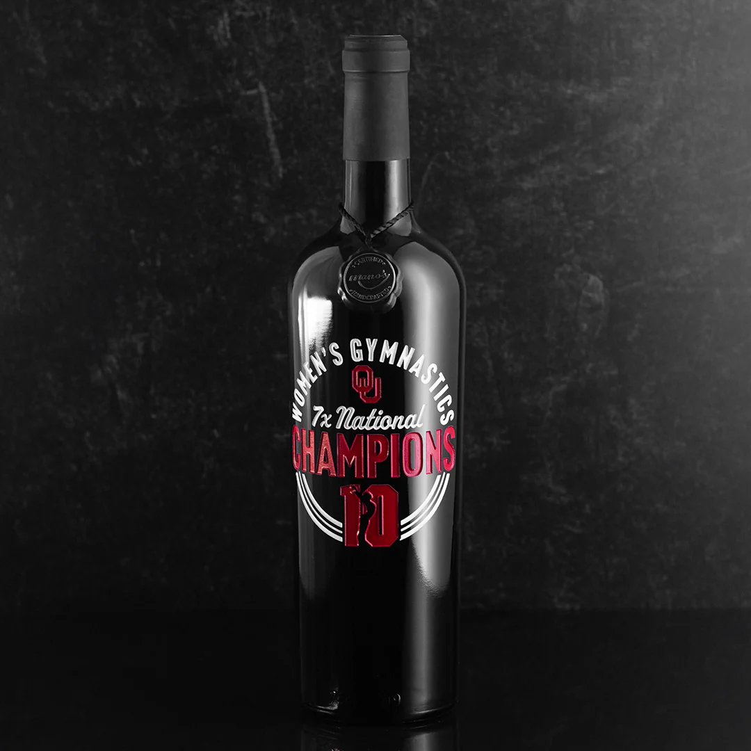 University of Oklahoma Women's Gymnastics 7x Champions Etched Wine - Image 3