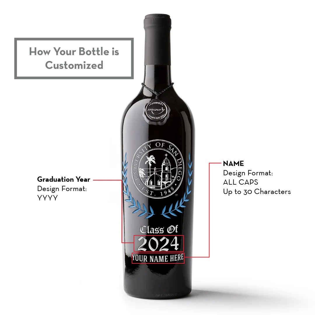 University of San Diego Custom Alumni Etched Wine - Image 2
