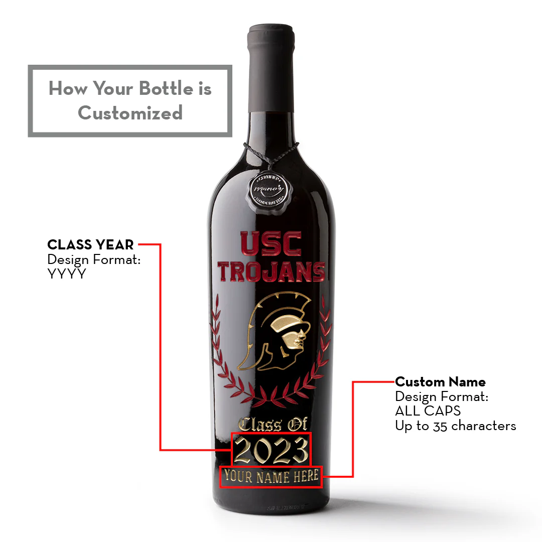 USC Custom Graduate Etched Wine - Image 3