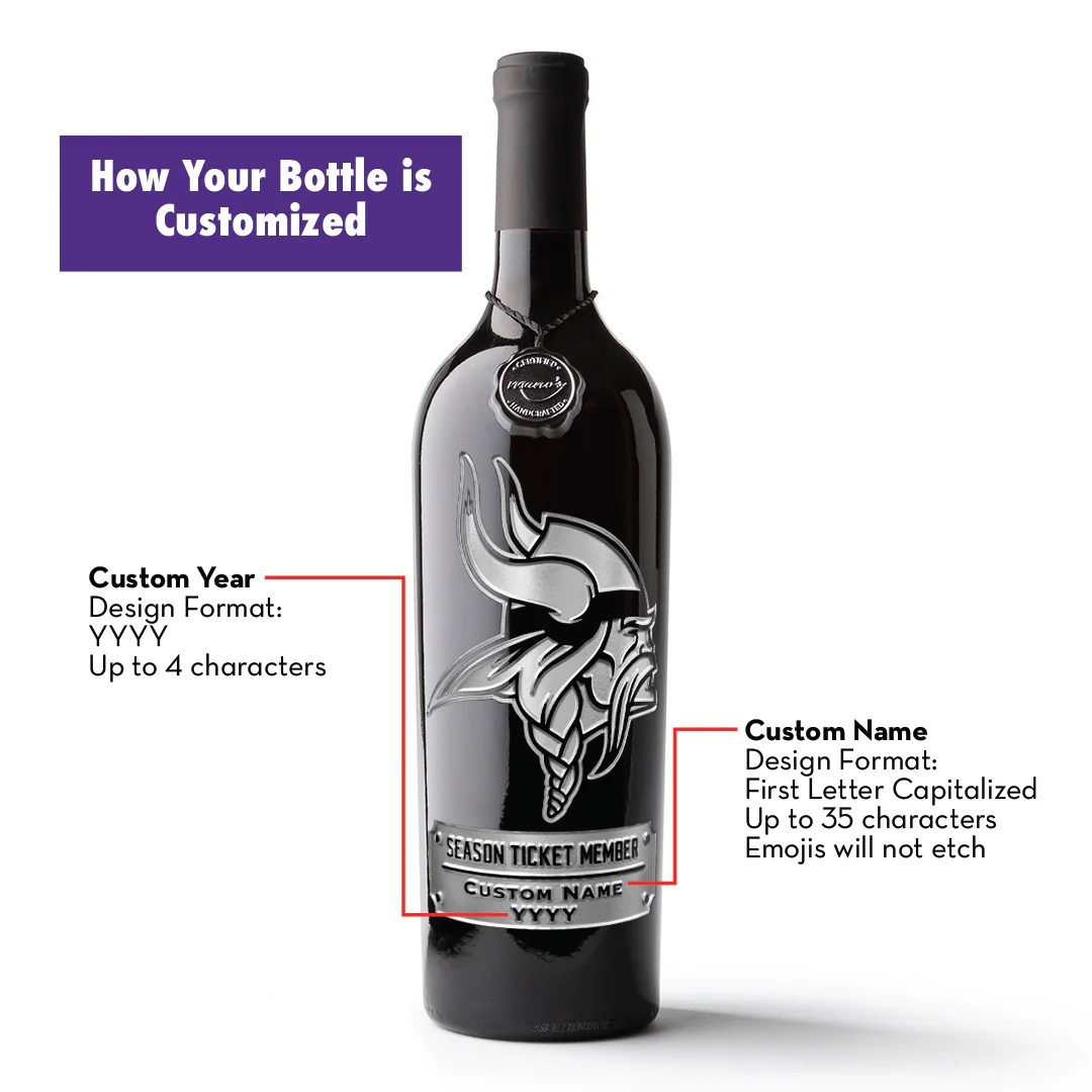 Vikings Custom Season Ticket Member Etched Wine - Image 4