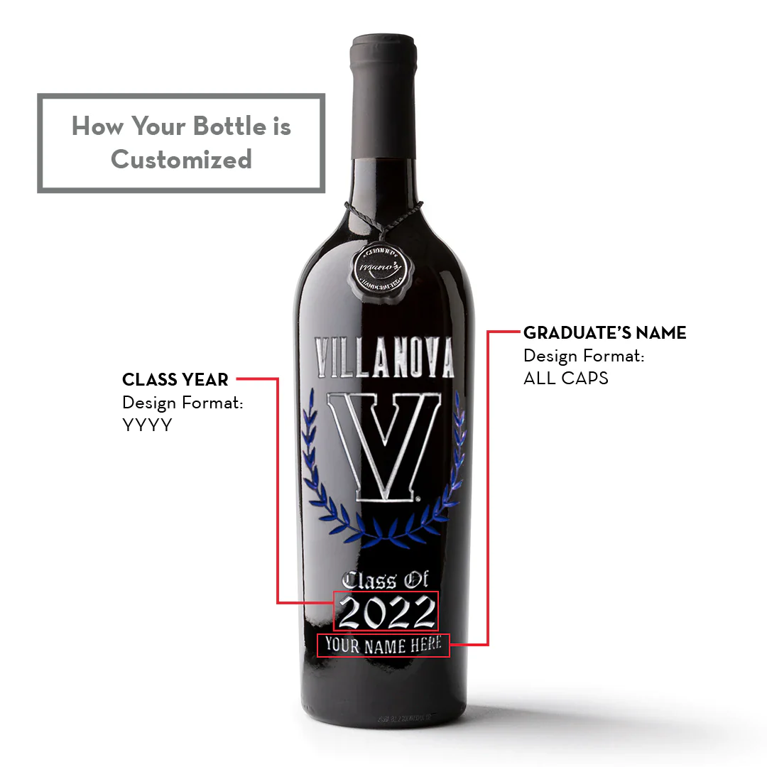 Villanova University Custom Alumni Etched Wine - Image 3