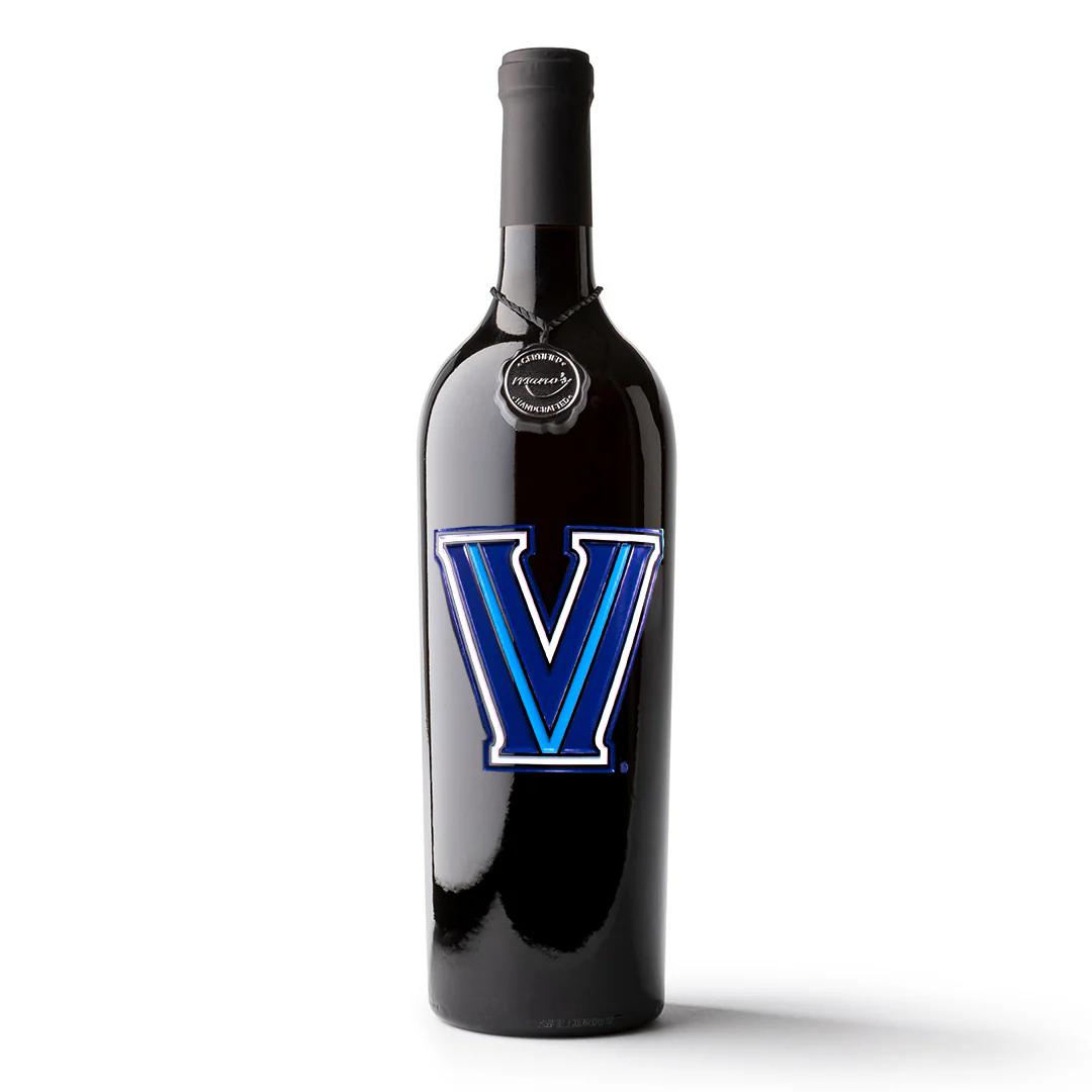 Villanova University Logo Etched Wine