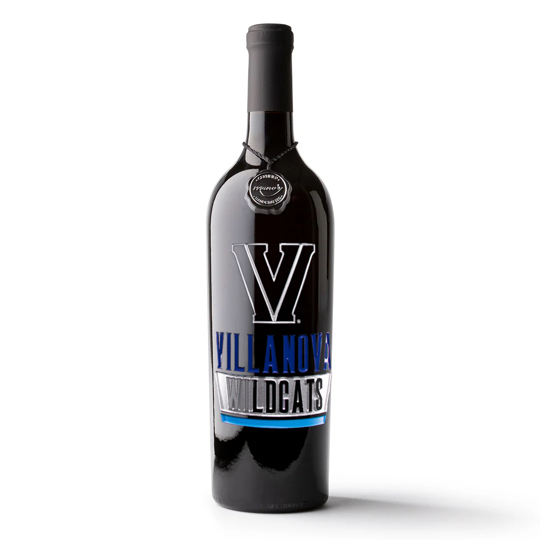 Villanova University Wildcats Etched Wine