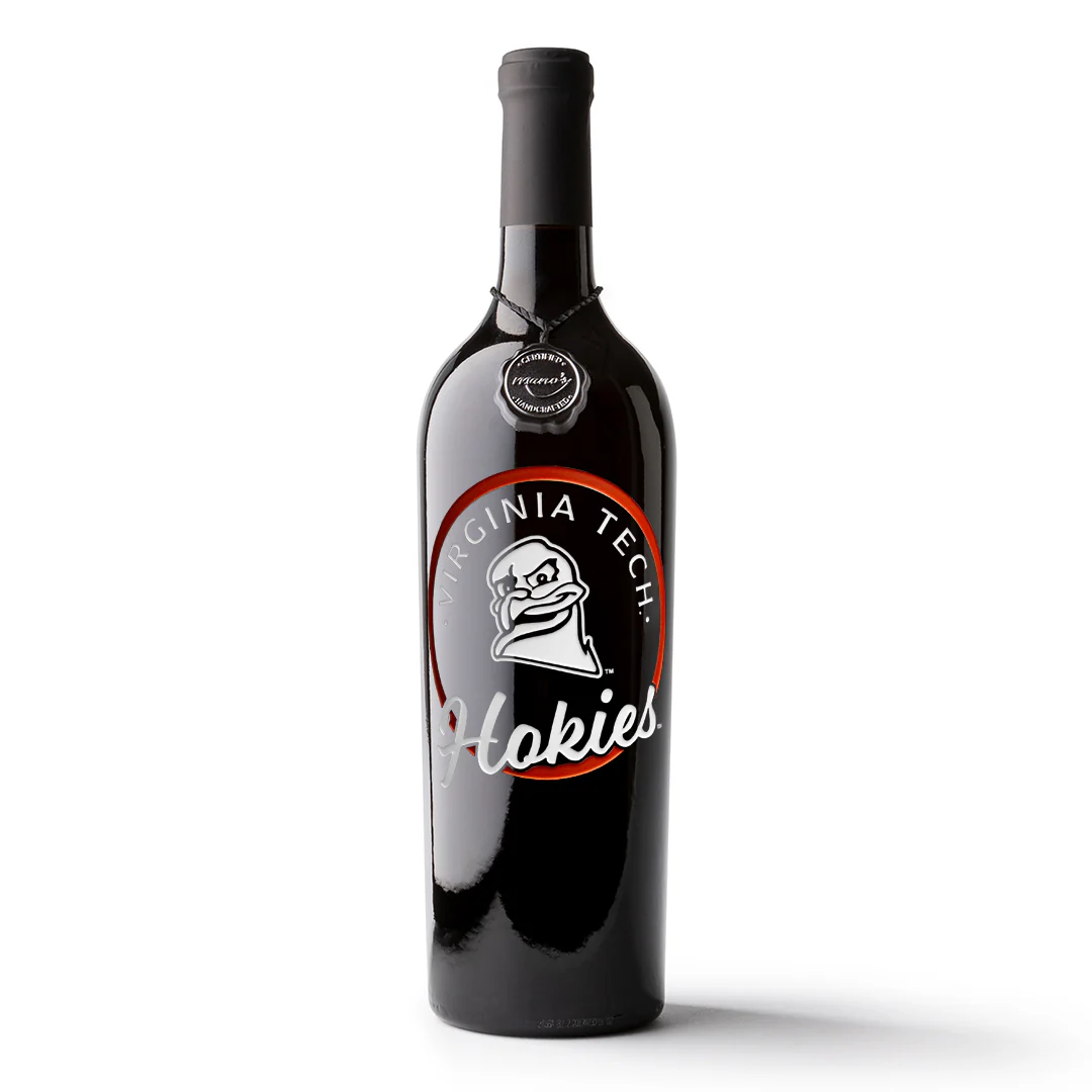 Virginia Tech Hokies Etched Wine