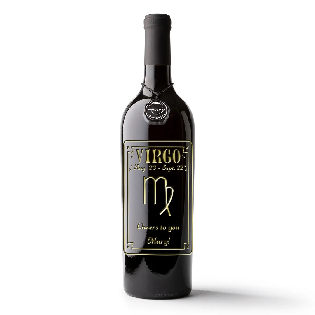 Virgo Custom Etched Wine Bottle - Image 4