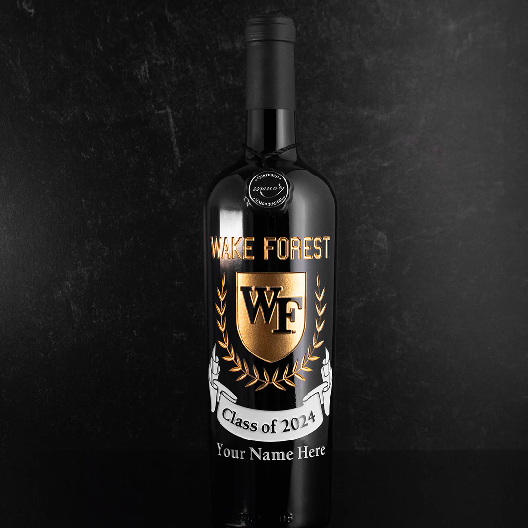 Wake Forest University Custom Alumni Etched Wine Bottle - Image 3