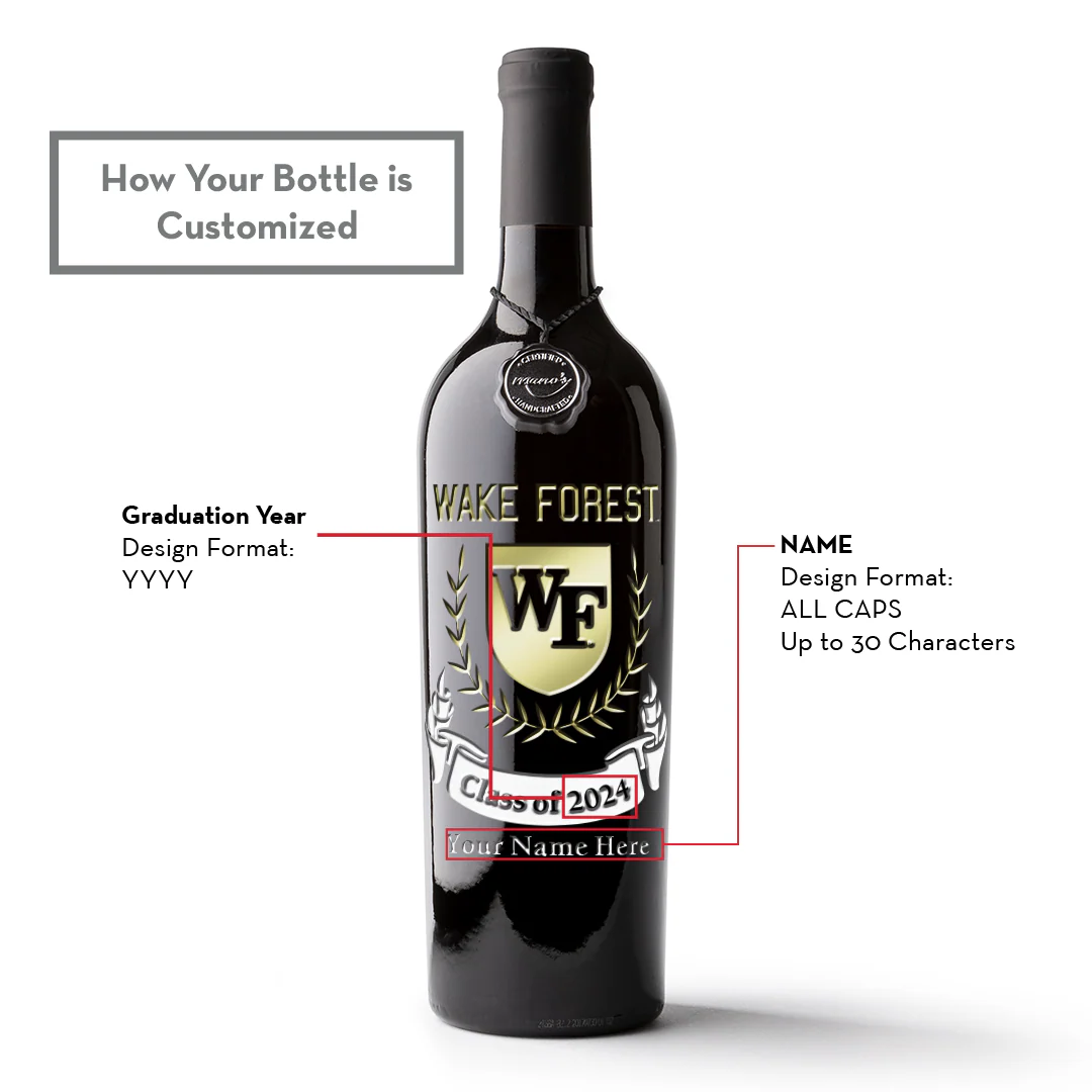 Wake Forest University Custom Alumni Etched Wine Bottle - Image 5