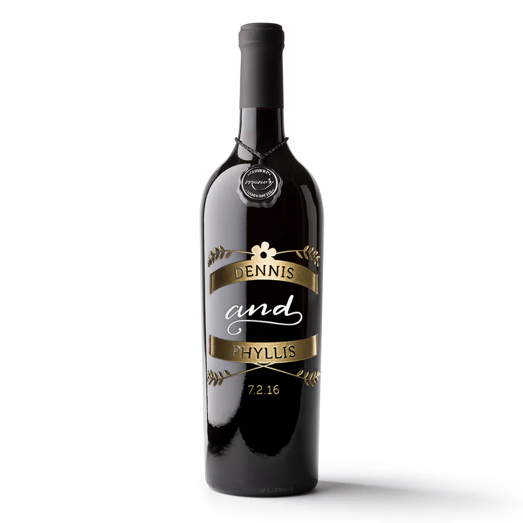 Wedding Emblem Custom Etched Wine Bottle - Image 3