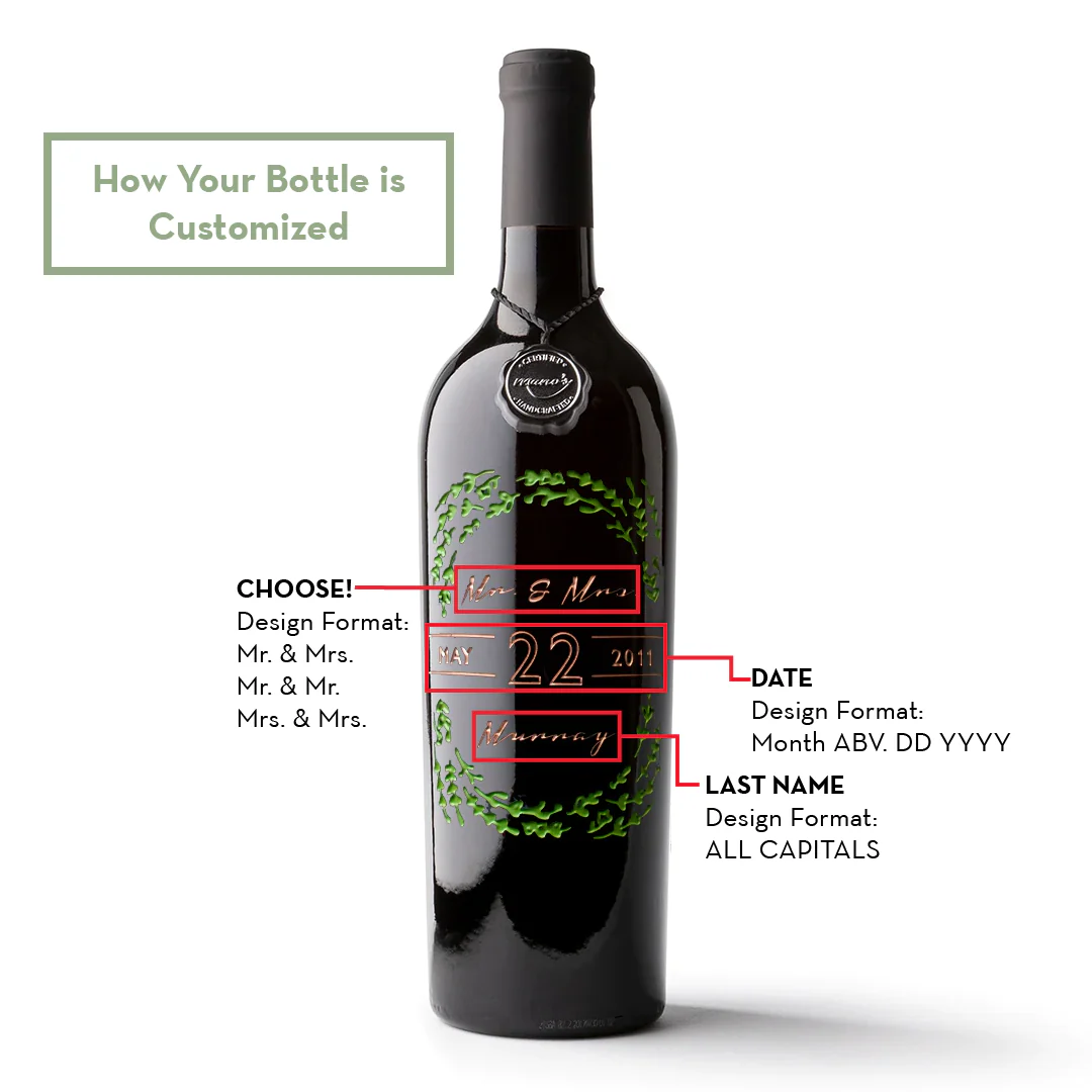 Floral Frame Custom Etched Wine Bottle - Image 4