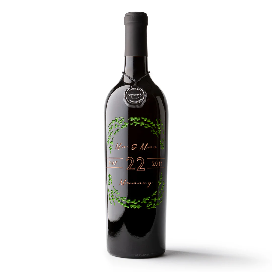 Floral Frame Custom Etched Wine Bottle - Image 5