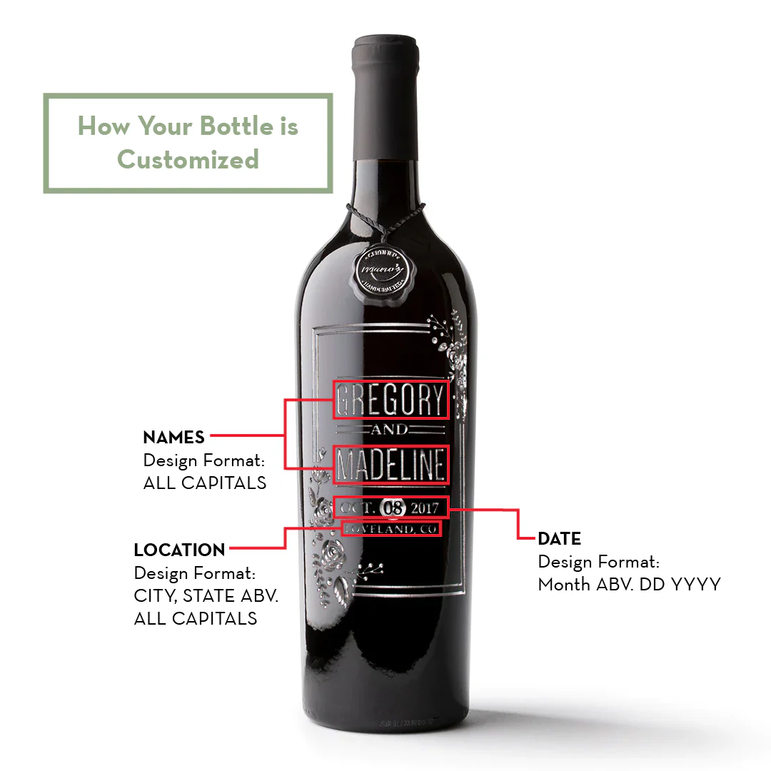 Wedding Flowers Custom Etched Wine Bottle - Image 3