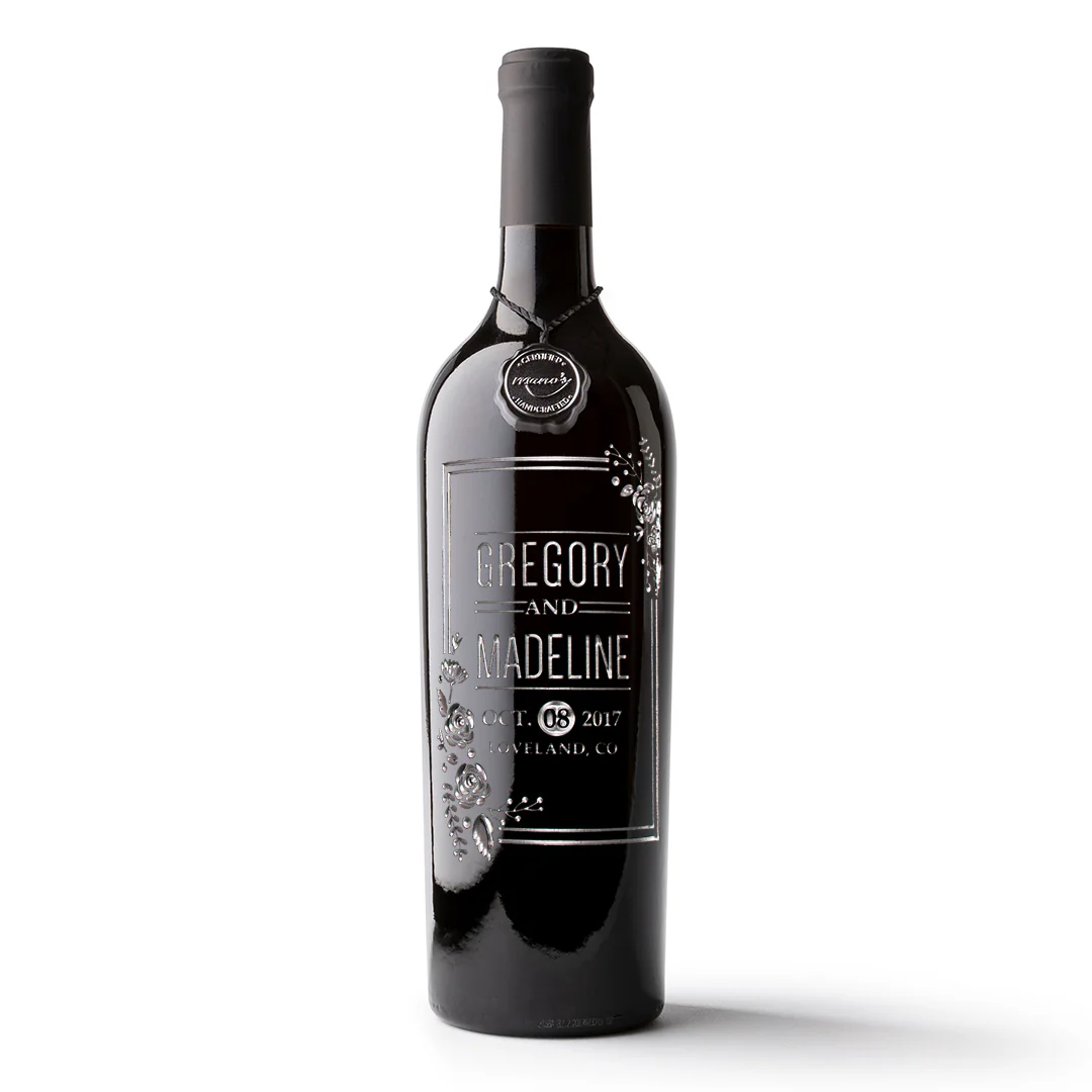 Wedding Flowers Custom Etched Wine Bottle - Image 8