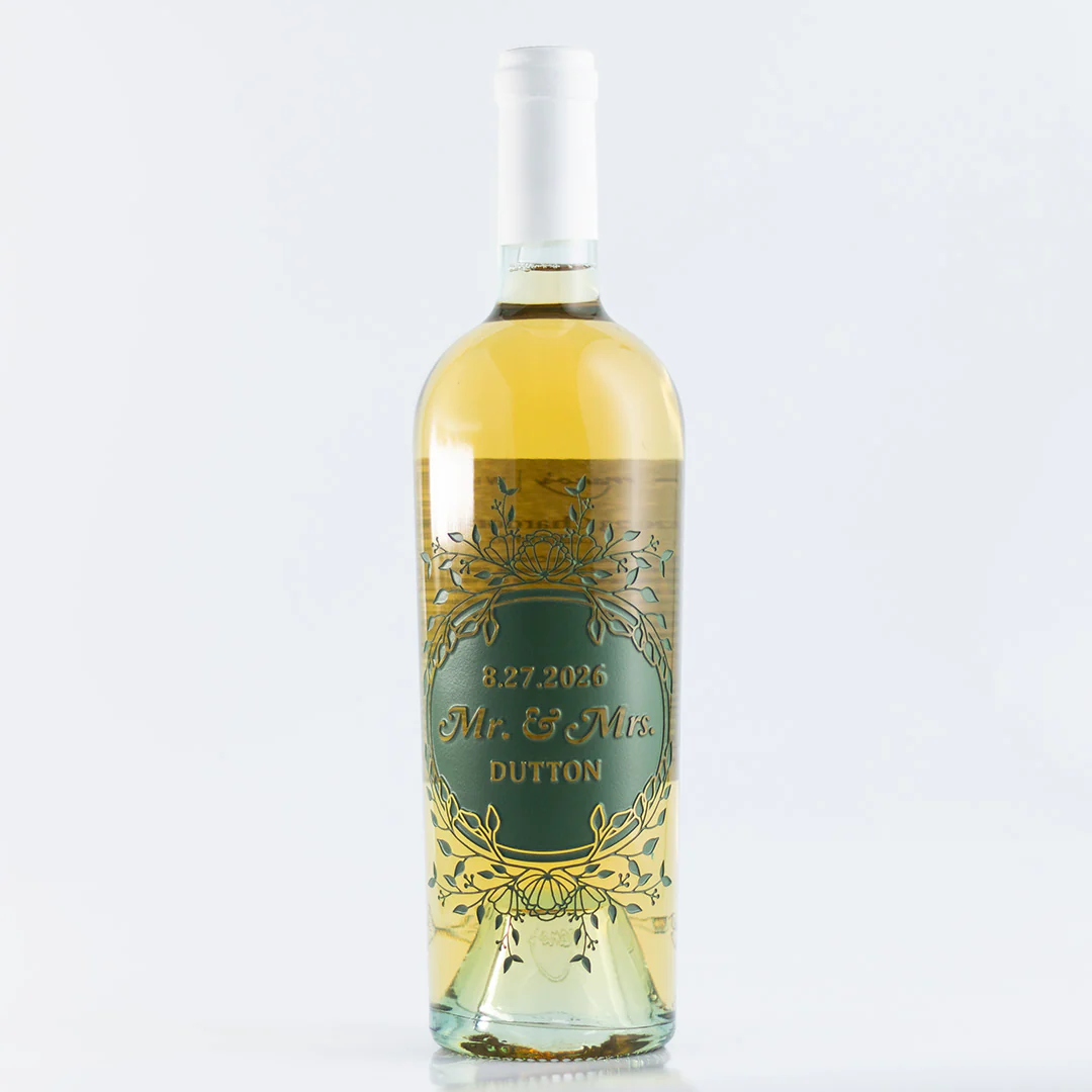 Wedding Foliage Frame Chardonnay Custom Etched Wine - Image 5